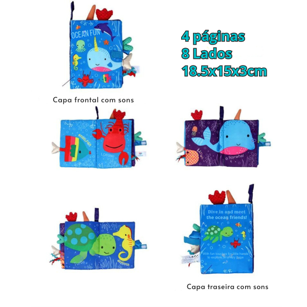 Livro Sensorial em Tecido Cauda de Animais Montessori — Bem Chegado