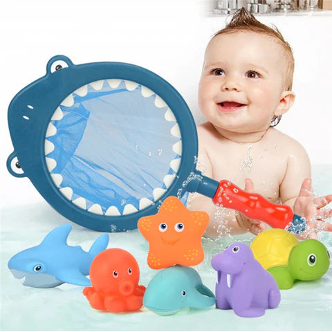 Pequeno Pescador Shark, brinquedo para banho com 7 peças — Bem Chegado