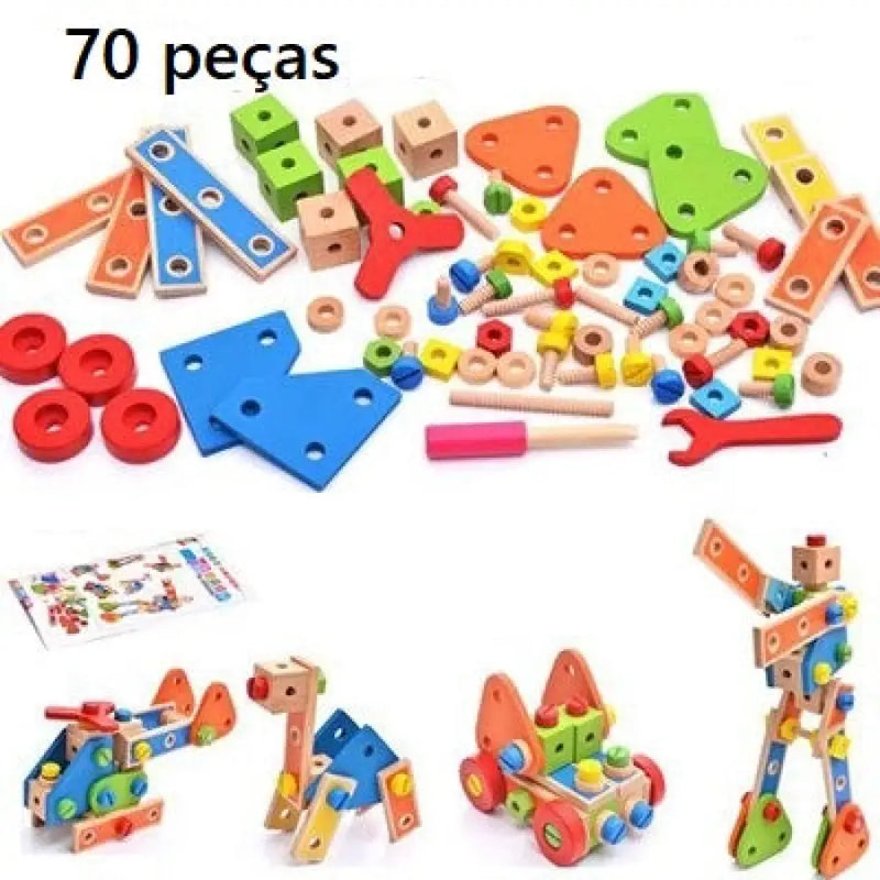 Peças de Construção em Madeira - Brinquedo Educativo Bem Chegado - Bem Chegado - +7, 1-2, 3-4, 5-6, bloco, Brinquedos, secaomontessori - Brinquedo educativo - Brinquedo montessori
