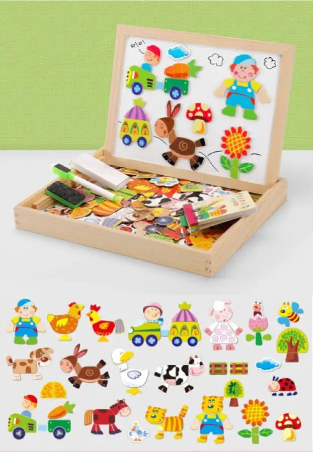 Caixa Multifuncional com Peças Magnética Montessori - Bem Chegado - 1-2, 3-4, 5-6, animais, Brinquedos, criatividade, motora fina, secaomontessori - Brinquedo educativo - Brinquedo montessori