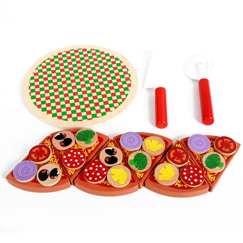 Kit Mini Pizzaria Infantil em Madeira - Brinquedo Educativo - Bem Chegado - 1-2, 3-4, 5-6, Brinquedos, comida, faz de conta, secaomontessori - Brinquedo educativo - Brinquedo montessori