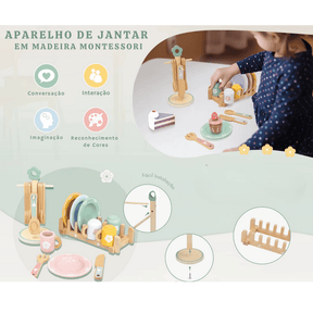 Aparelho de Jantar em Madeira Montessori - Cozinha Educativa