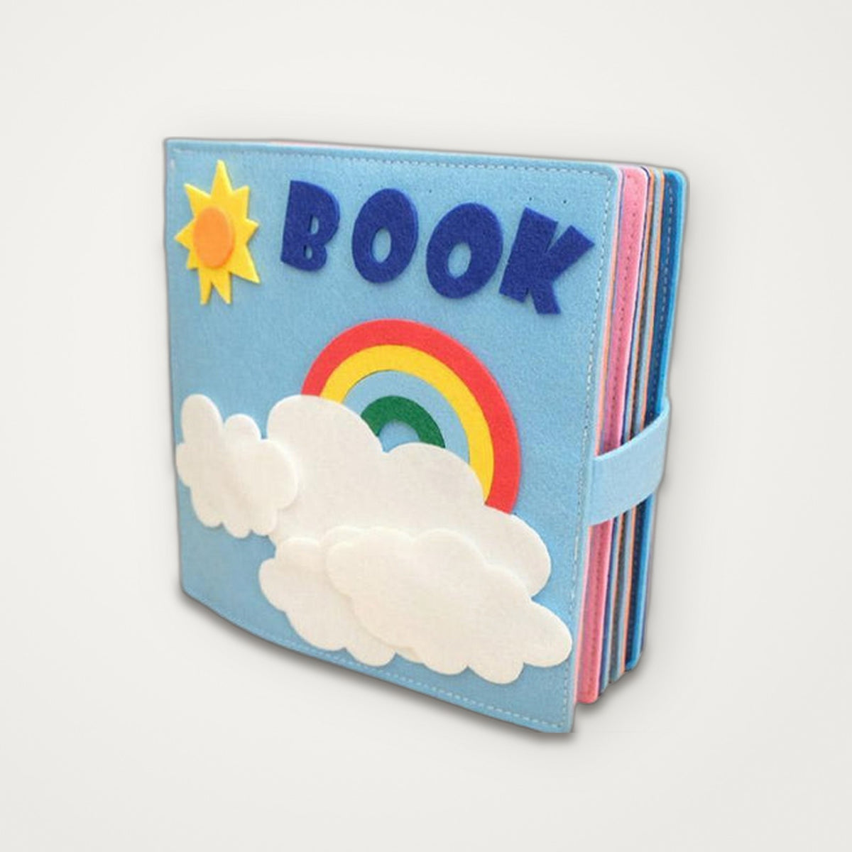 Livro sensorial de atividades em feltro, fechado