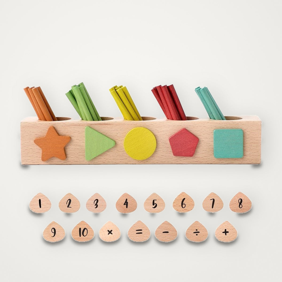 Brinquedo Matemático Montessori Varas e Formas para Aprendizagem Precoce