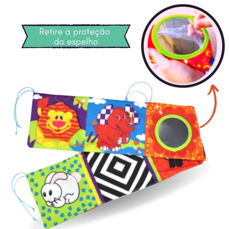Livro  Alto Contraste Colorido Montessori - Com Espelho - Bem Chegado - 0-6, 6-12, Brinquedos, livro, montessori, sensorial, visual - Brinquedo educativo - Brinquedo montessori