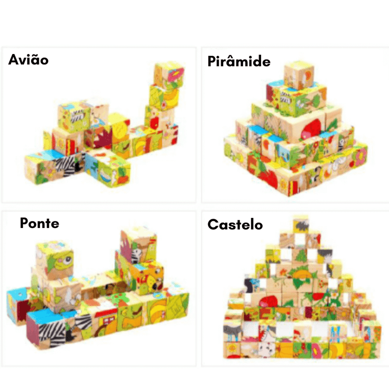 Quebra Cabeça em Blocos 6 em 1 - Bem Chegado - 1-2, 3-4, bloco, Brinquedos, brinquedos0-2anos, brinquedos3-5anos, quebra-cabeça, secaomontessori - Brinquedo educativo - Brinquedo montessori