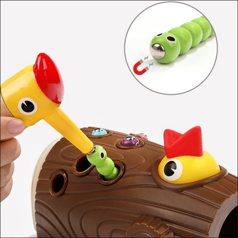 Pega Minhocas - Pica-Pau - Bem Chegado - 1-2, 2-3, Brinquedos, motora fina - Brinquedo educativo - Brinquedo montessori