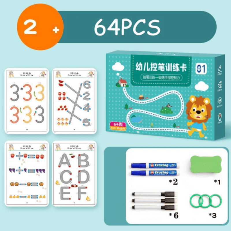 Caderno Mágico para Treino de Coordenação Motora - Bem Chegado - +7, 3-4, 5-6, alfabeto, Brinquedos, motora fina, raciocínio - Brinquedo educativo - Brinquedo montessori