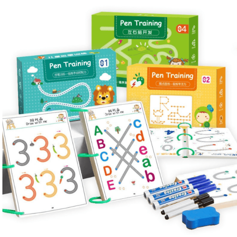 Caderno Mágico para Treino de Coordenação Motora - Bem Chegado - +7, 3-4, 5-6, alfabeto, Brinquedos, motora fina, raciocínio - Brinquedo educativo - Brinquedo montessori