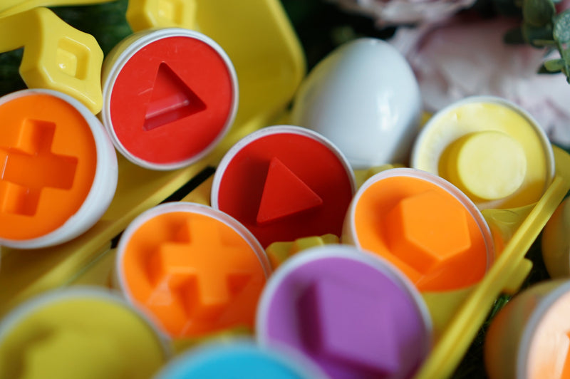 Eggs Puzzle - Reconhecimento de Formas - Bem Chegado - 1-2, 3-4, 6-12, bloco, blocos, Brinquedos, cores, formas, memória, raciocínio - Brinquedo educativo - Brinquedo montessori
