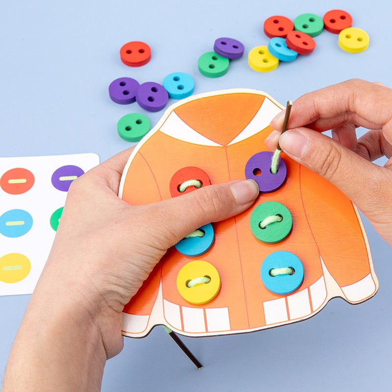 Kit Costura Laçando Botões Montessori - Bem Chegado - +7, 3-4, 5-6, Brinquedos, criatividade, motora fina, secaomontessori - Brinquedo educativo - Brinquedo montessori