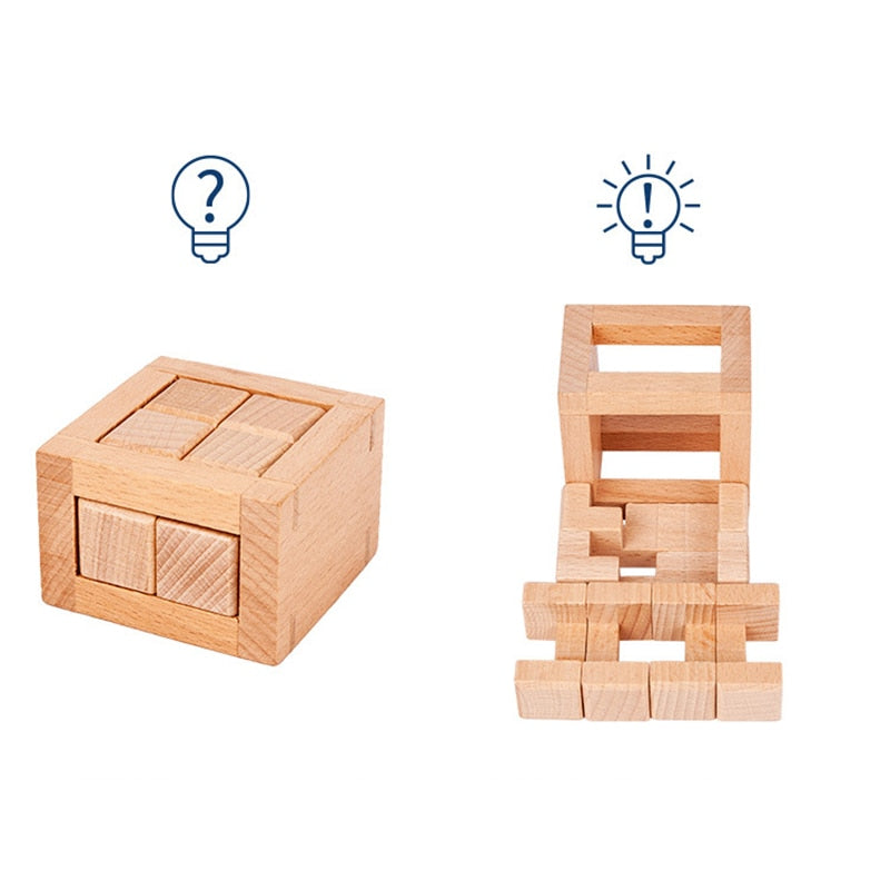 Puzzle Cubo de  Madeira 3D - Bem Chegado - +7, 5-6, blocos, brinquedo, Brinquedos, criatividade, quebra-cabeça - Brinquedo educativo - Brinquedo montessori