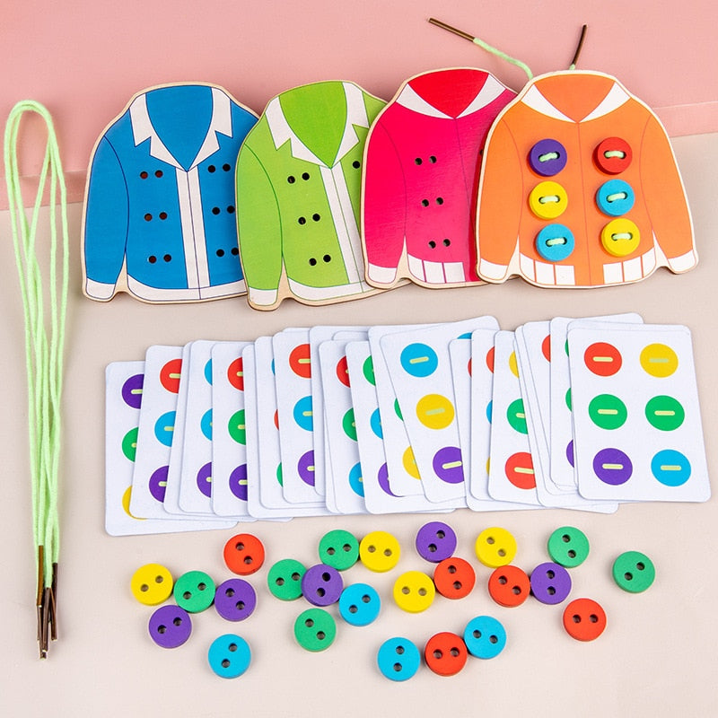 Kit Costura Laçando Botões Montessori - Bem Chegado - +7, 3-4, 5-6, Brinquedos, criatividade, motora fina, secaomontessori - Brinquedo educativo - Brinquedo montessori