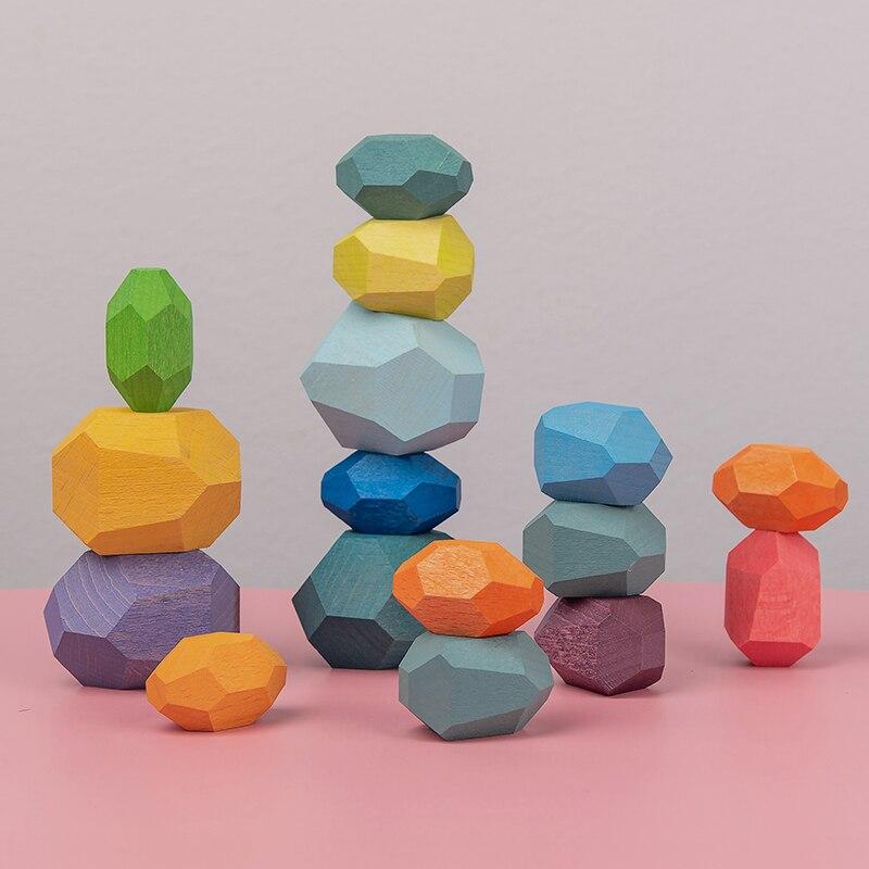 Pedras de Equilíbrio 16 Peças - Bem Chegado - 3-4, 5-6, bloco, Brinquedos, equilíbrio, secaomontessori - Brinquedo educativo - Brinquedo montessori