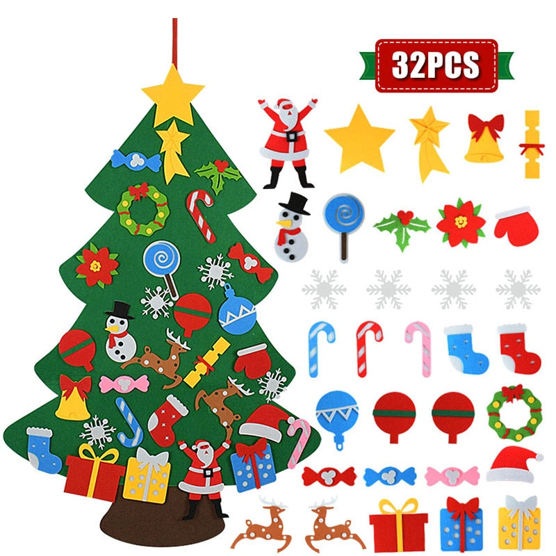 Árvore de Natal de Feltro Bem Chegado - Bem Chegado - 1-2, 3-4, 5-6, criatividade, montessori, quebra-cabeça - Brinquedo educativo - Brinquedo montessori