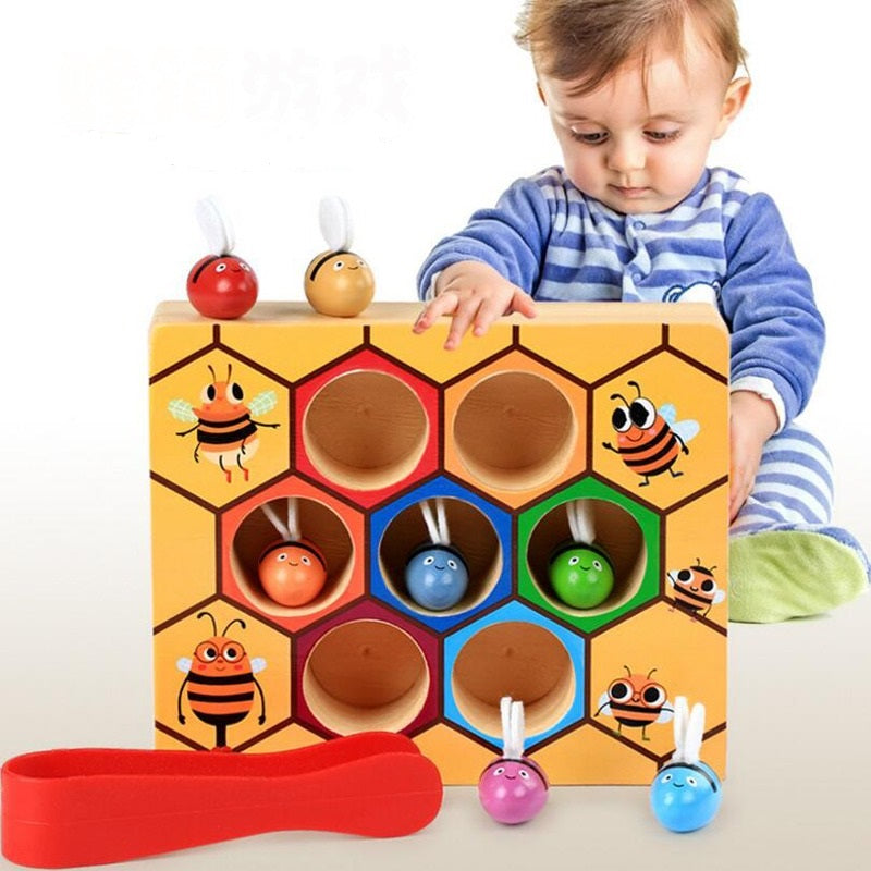 Jogo da Colmeia Madeira Montessori - Brinquedo Educativo - Bem Chegado - 1-2, 3-4, Brinquedos, motora fina, secaomontessori - Brinquedo educativo - Brinquedo montessori
