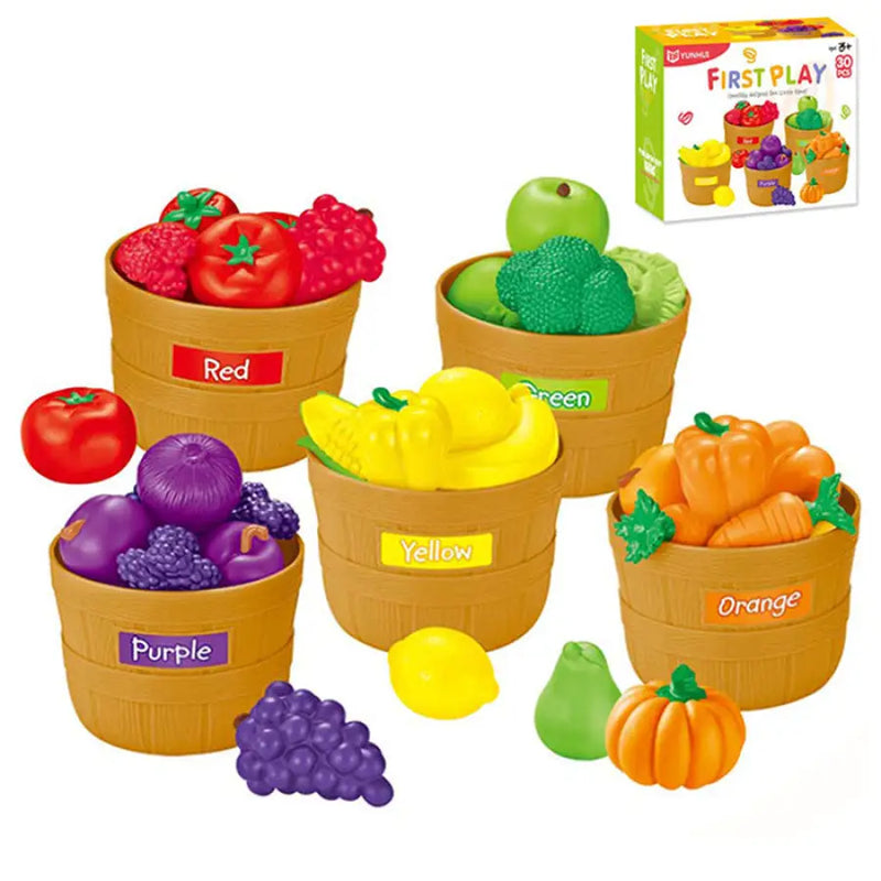 Cesta de Frutas e Verduras Bem Chegado - Bem Chegado - +7, 0-12, 1-2, 3-4, 5-6, Brinquedos, comida, cores, faz de conta, matemática - Brinquedo educativo - Brinquedo montessori