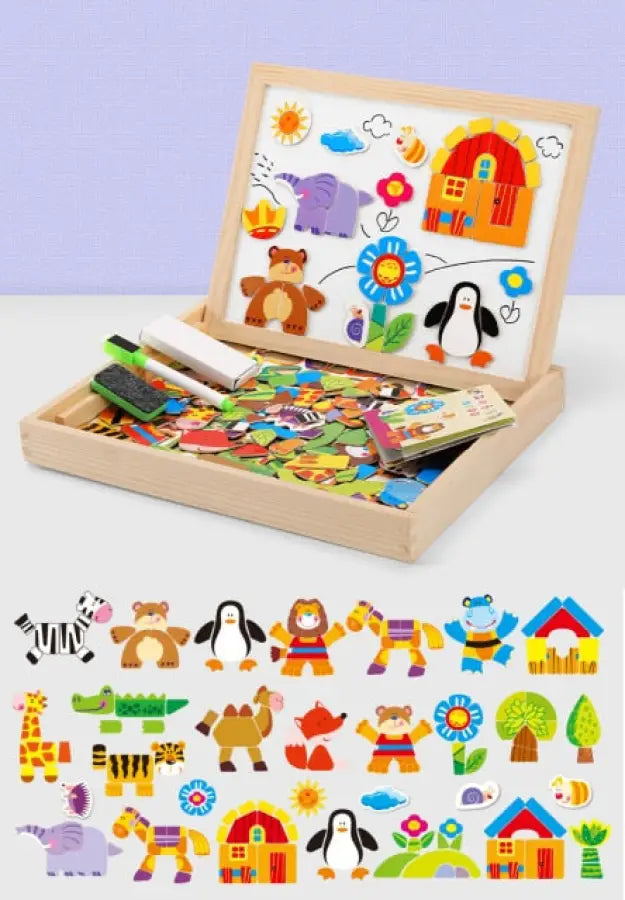 Caixa Multifuncional com Peças Magnética Montessori - Bem Chegado - 1-2, 3-4, 5-6, animais, Brinquedos, criatividade, motora fina, secaomontessori - Brinquedo educativo - Brinquedo montessori