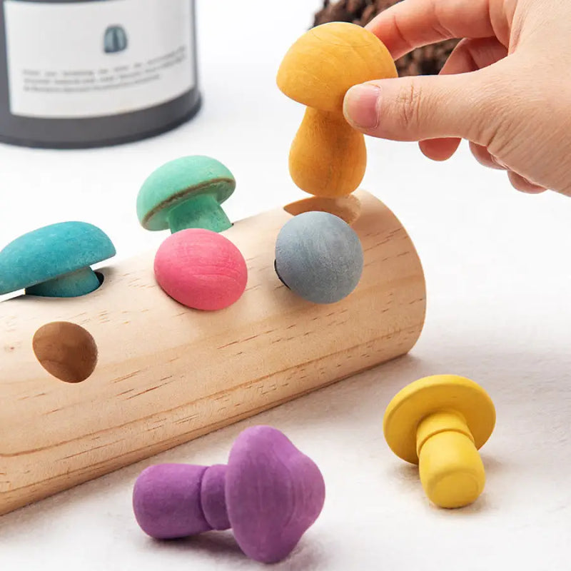 Cogumelo Montessori em madeira - Brinquedo Educativo - Bem Chegado - 0-6, 6-12, Brinquedos, motora fina, secaomontessori - Brinquedo educativo - Brinquedo montessori