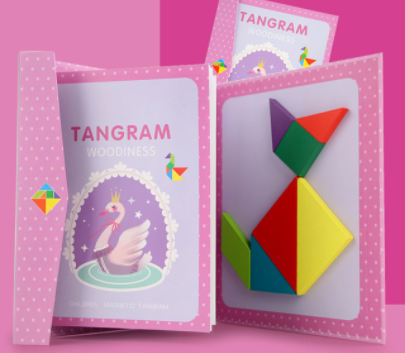 Livro Tangram Magnético - Bem Chegado - +7, 3-4, 5-6, Brinquedos, livro, memória, raciocínio - Brinquedo educativo - Brinquedo montessori