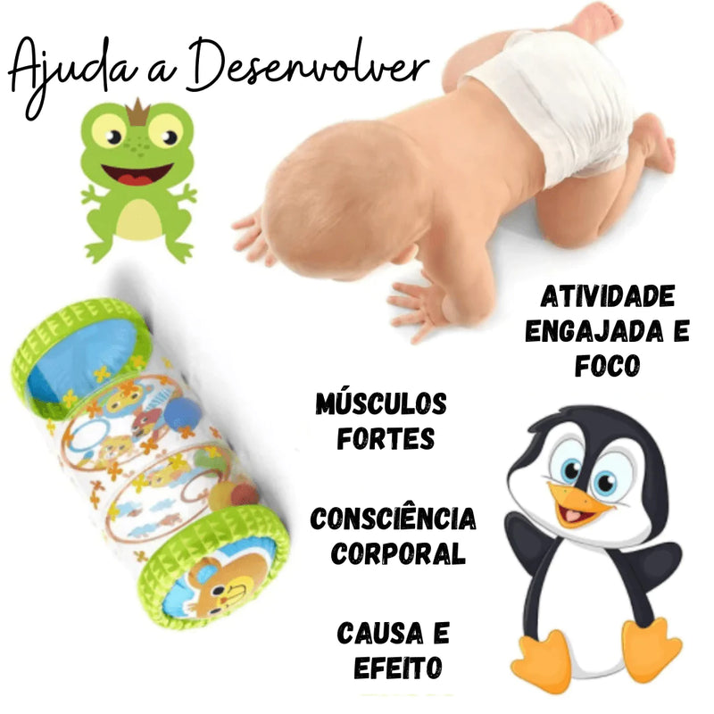 Rolo Inflável com chocalho - Bem Chegado - 0-6, brinquedo, Brinquedos, equilíbrio - Brinquedo educativo - Brinquedo montessori