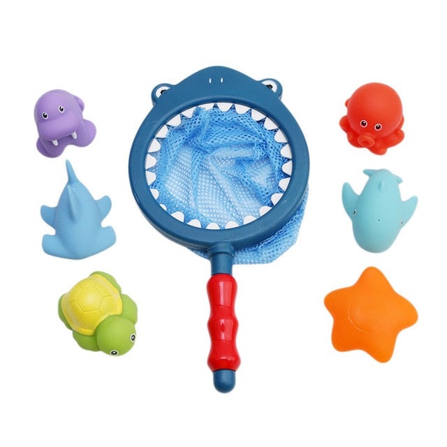 Pequeno Pescador - Brinquedo para banho (7 pcs) - Bem Chegado - 0-6, 1-2, 3-4, 6-12, animais, banho, Brinquedos - Brinquedo educativo - Brinquedo montessori