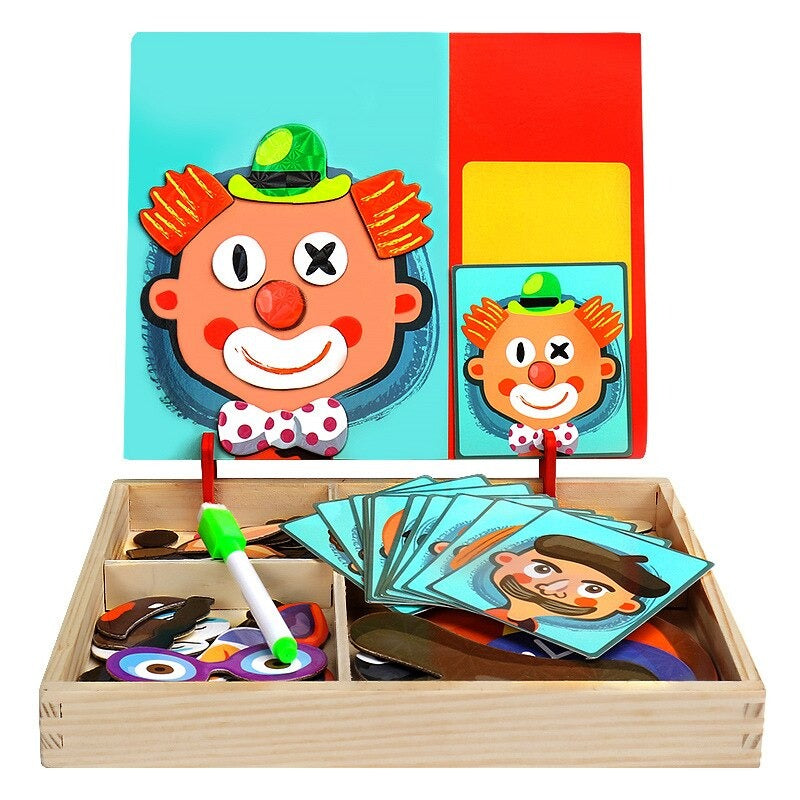 Monte o Personagem - Quebra-Cabeça Magnético - Bem Chegado - 1-2, 3-4, criatividade, quebra-cabeça, socioemocional - Brinquedo educativo - Brinquedo montessori