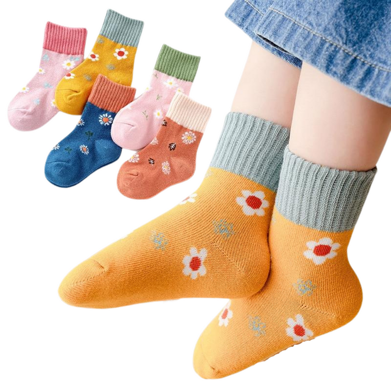 Kit meias infantis Flower (5 pares) - Bem Chegado - inverno - Brinquedo educativo - Brinquedo montessori
